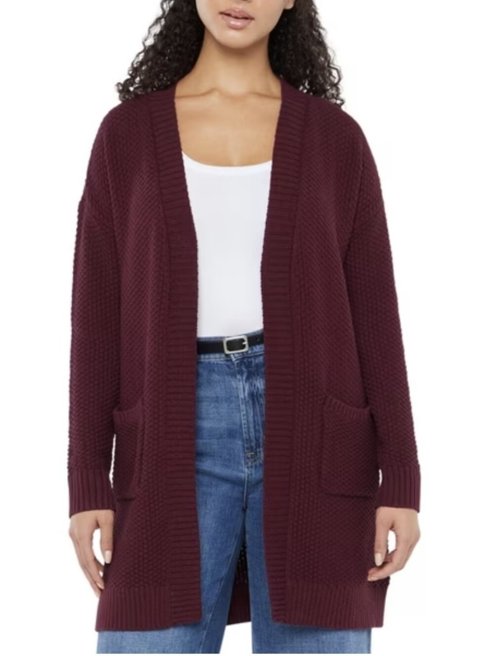NWT Gap Long Sleeve Open Front Cardigan Sweater Burgundy Wine Red XL